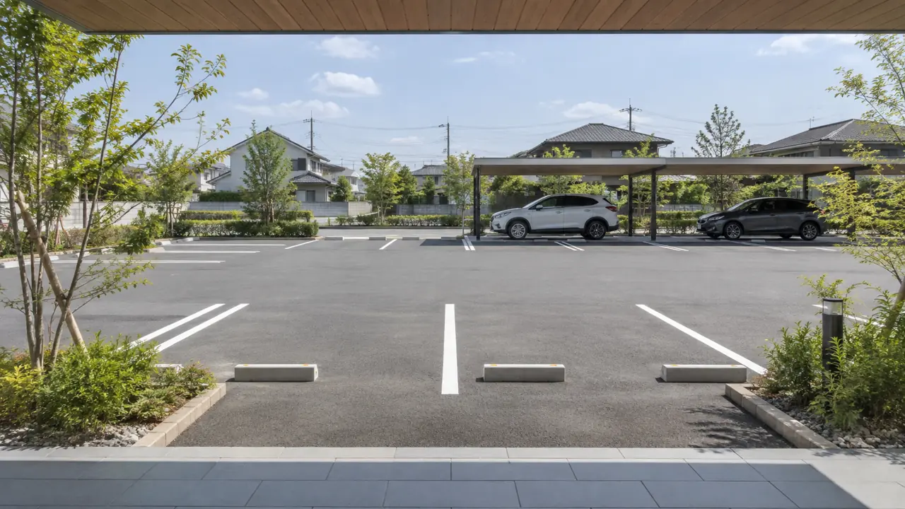 屋根つきの区画がある駐車場