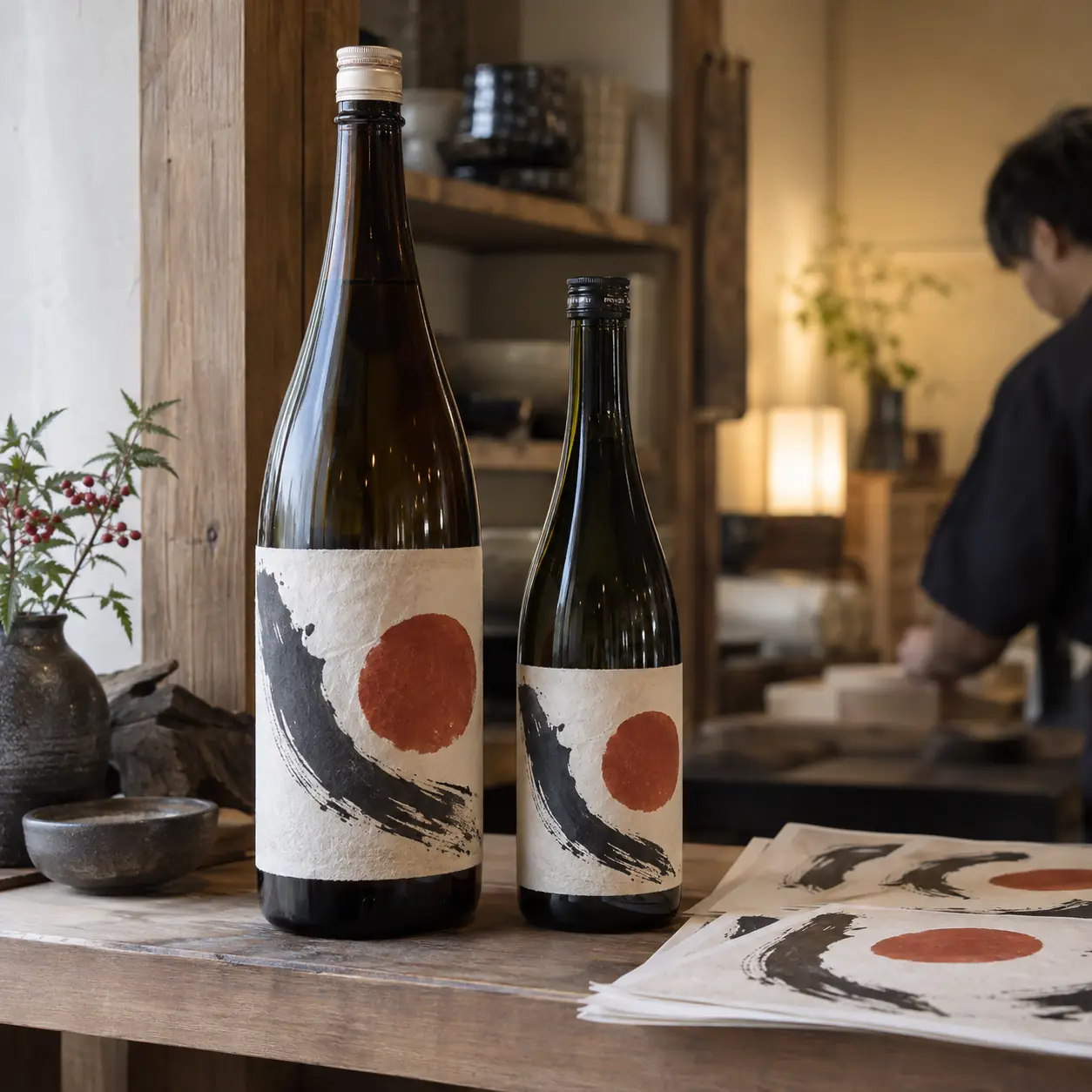 酒蔵の和紙ラベル